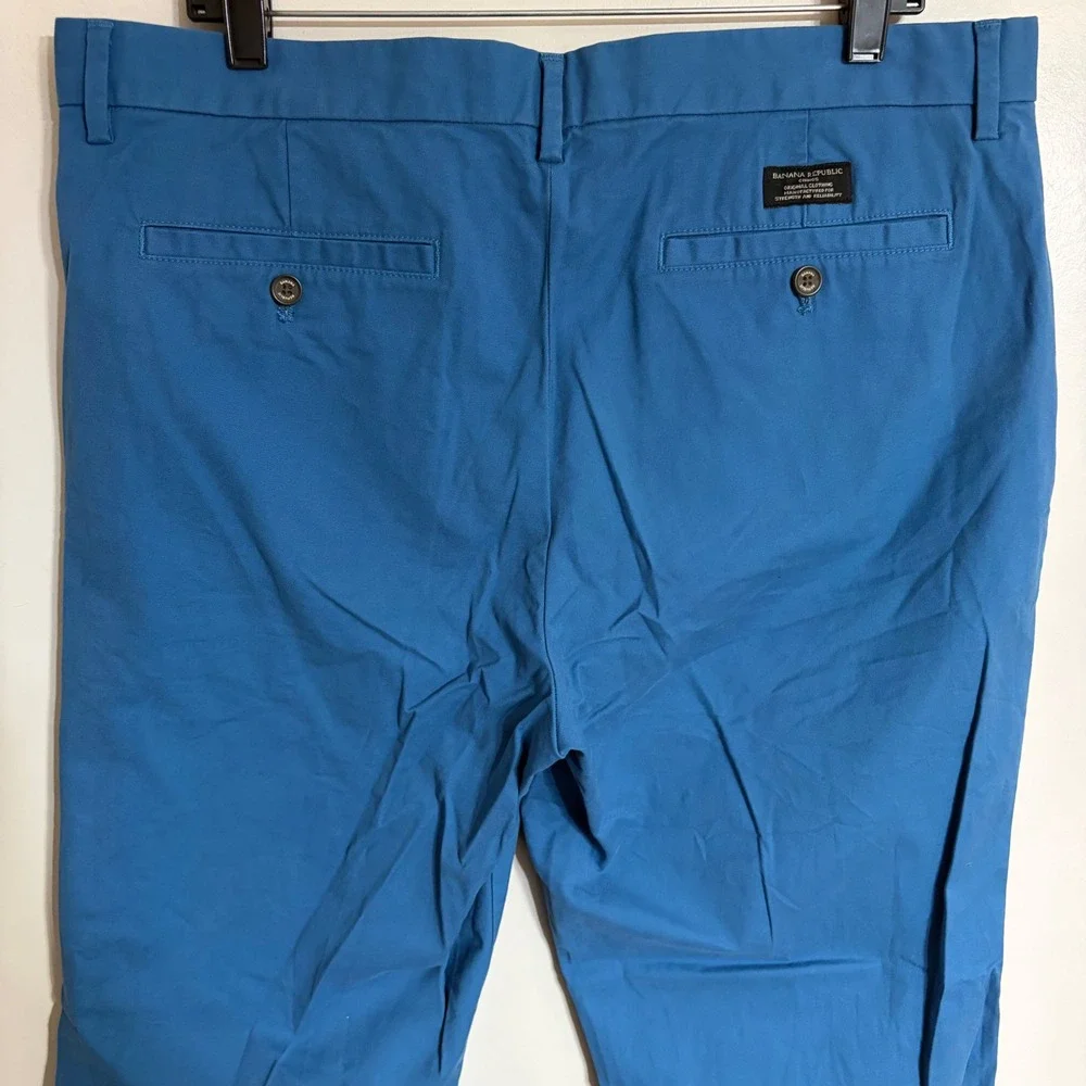Banana Republic Mason Chino Mens 35x32 Blue Athletic Tapered Fit Stretch Pants